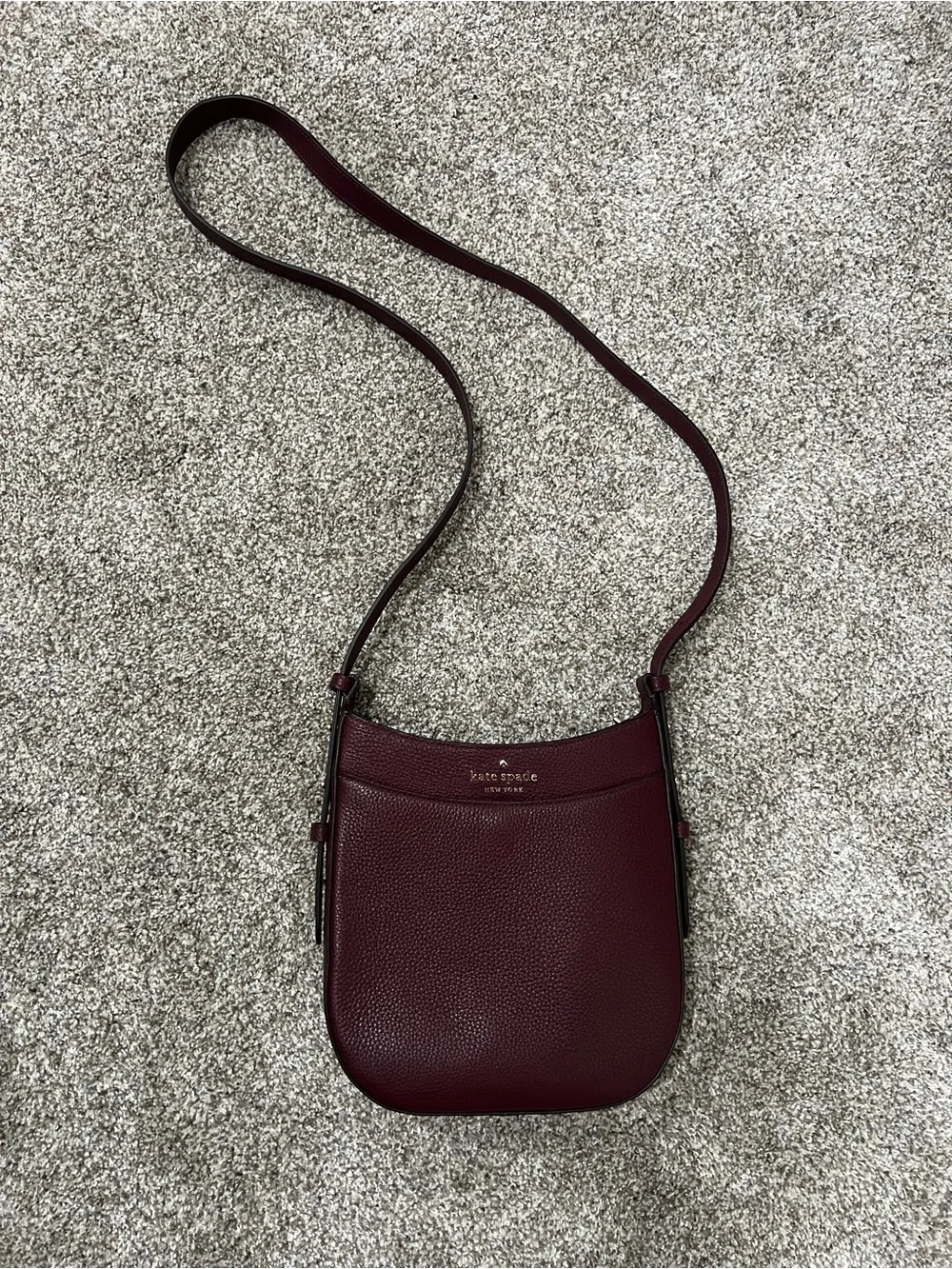 kate spade Burgundy Pebbled Leather Crossbody